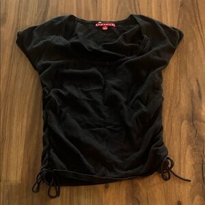 Express Black Short Sleeve Tee with Side Drawstrings